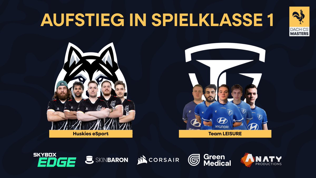 dachcs's tweet image. Die Aufsteiger in die 1. Spielklasse! 🤩

Am Samstag konnte @Team_LEISURE bereits im Match gegen @HuskJuelichgg den Aufstieg perfekt machen! 🥳
@HuskJuelichgg musste sich somit gestern Abend im Lower Bracket Finale gegen @wolves_esports zum Aufstieg durchkämpfen! ⚔️

Glückwunsch…
