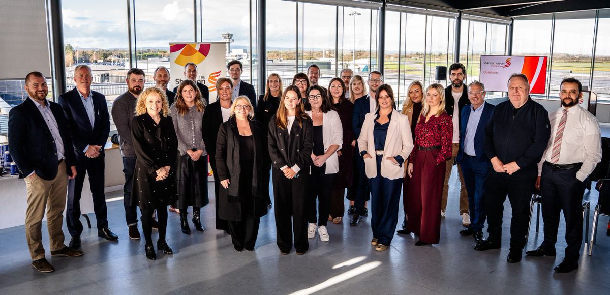 SNNAirportGroup's tweet photo. ✨ As proud sponsors of the @GalwayChamber Business Awards, we were delighted to bring together over 30 inspiring finalists for a special networking event at @ShannonAirport and the Shannon Airport Business Park last week.

Business leaders from all sectors gathered to enjoy insights into the fascinating work of Future Mobility Campus Ireland, followed by engaging presentations from Airport Director of Shannon Airport, Niall Kearns and our Commercial Director Vanessa McTigue FCA, who shared how innovation, sustainability and customer experience are shaping Shannon’s future.

Thank you to Galway Chamber for their continued partnership, and to all the finalists for the energy and vision they bring to our region. Looking forward to celebrating all their achievements at the awards this Friday! 👏

🔗 Read More: https://t.co/VDSJXyE7bk
