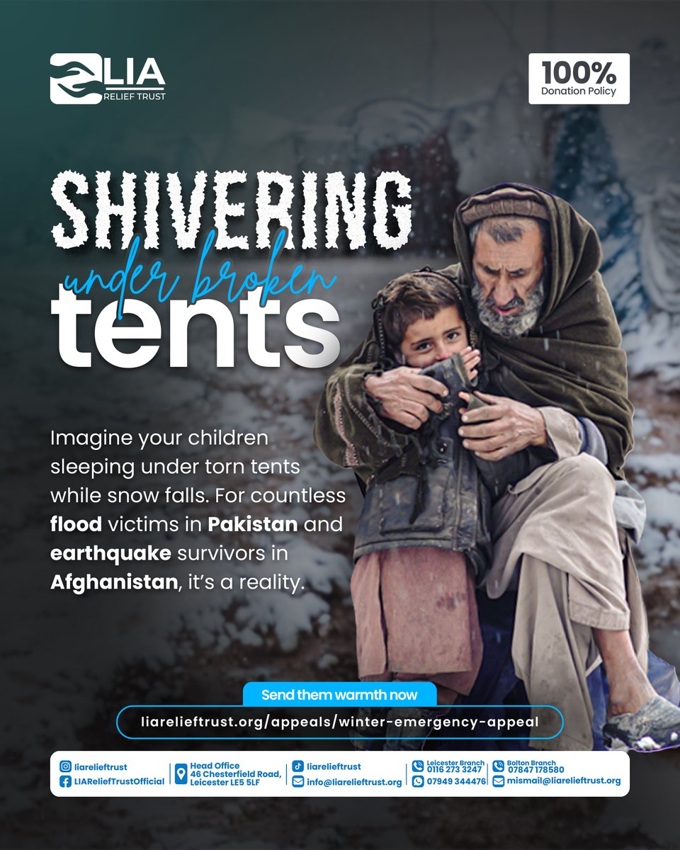 LIAReliefTrust's tweet image. While our homes stay warm, their tents collapse under snow. Afghanistan &amp;amp; Pakistan need your mercy this winter. 

Give warmth. Give hope.  

Donate Today : 
liarelieftrust.org/appeals/winter…  

#LIAReliefTrust #donate #help