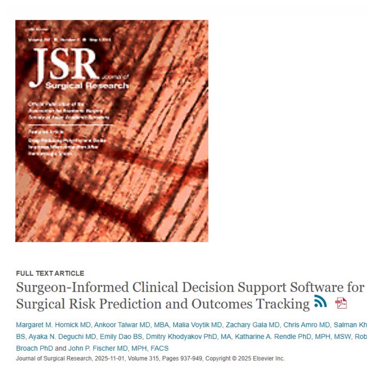 PennPlasticSurg's tweet image. What makes clinical decision support software actually useful to surgeons? Our new study defines surgeon-informed design principles for risk prediction and outcomes tracking.
#Hernia #RiskPrediction #ClinicalDecisionSupport #Surgery #OutcomesResearch

bit.ly/4nYHYw0