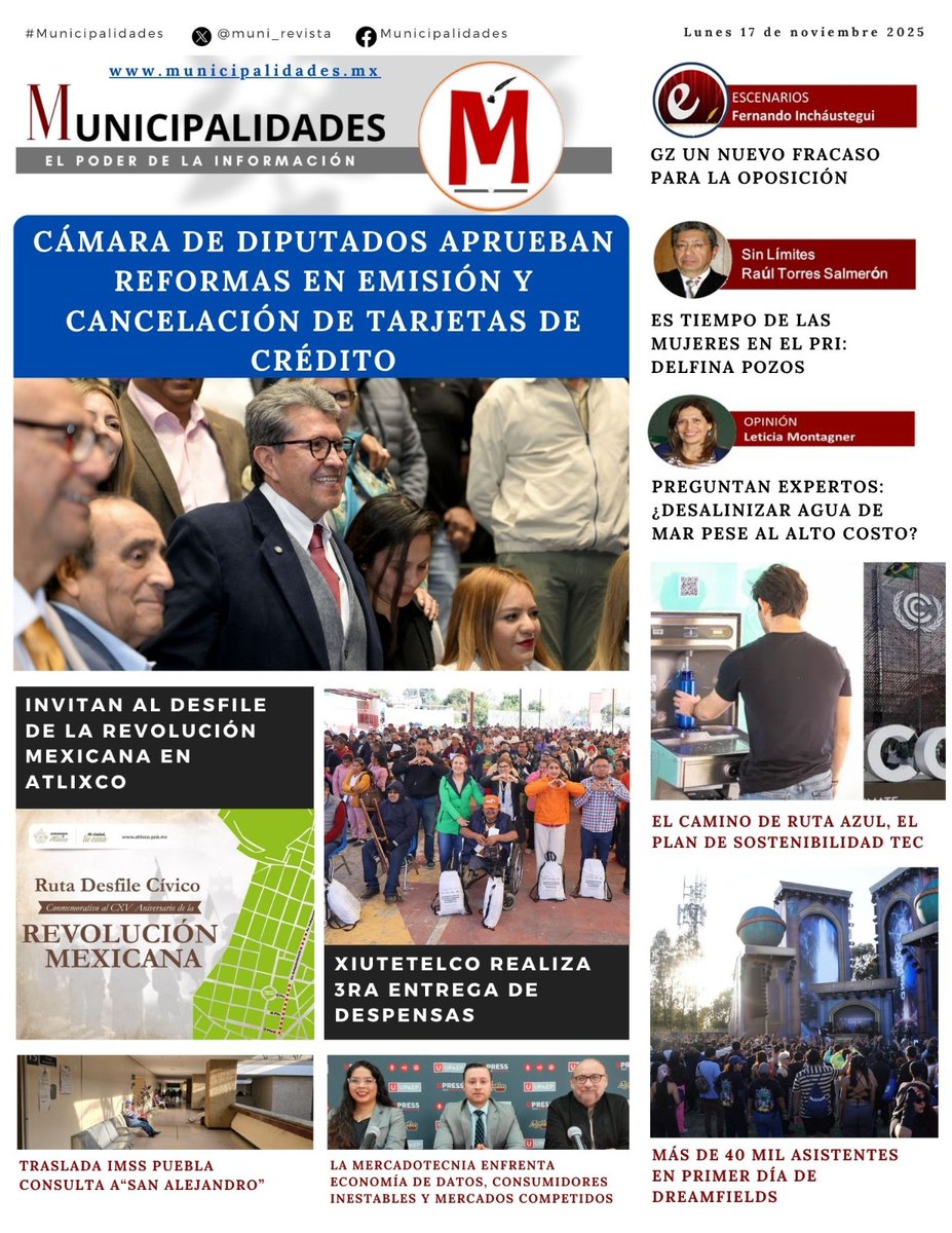 muni_revista's tweet image. Nuestra portada #HOY

Municipalidades 
17 de noviembre 2025
🌐 municipalidades.mx

@JoseTomeCabrera @RicardoMonrealA @enrique_opina
@UPAEP @AriadnaAyala
#Xiutetelco #Atlixco  #UPAEP #tecnologicodemonterrey #tarjetasdecredito #Municipalidades #Puebla #Noticias #sostenible