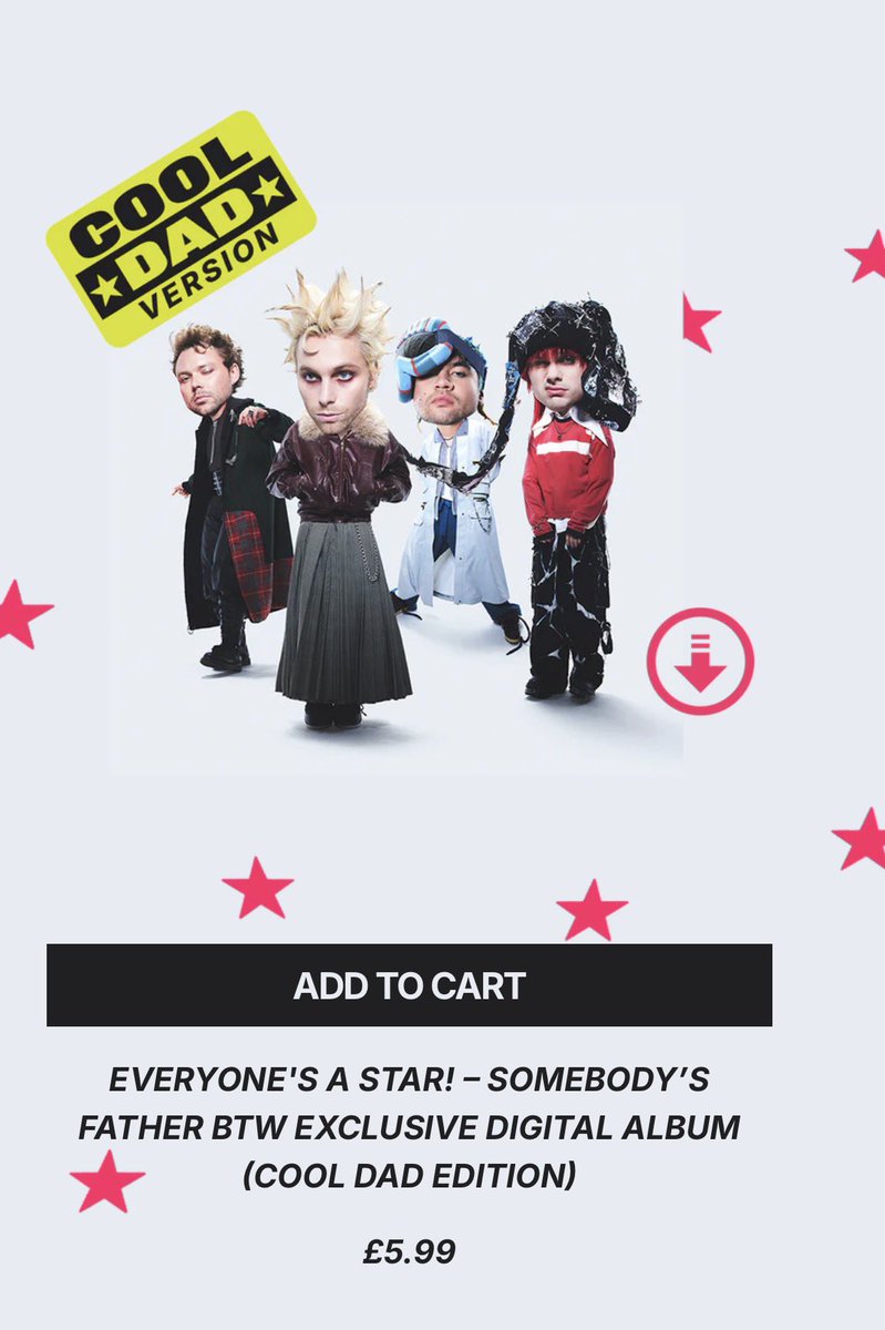 Tha5SOSFamily's tweet image. 5SOS have unveiled the new digital edition  
“EVERYONES A STAR! Somebody’s Father BTW! - COOL DAD Edition” 

This includes Start Over, Wishful Dreaming, Chest, Ill Find You plus BRAND NEW bonus track “COOL DAD” 

Only on their store: 5sos.com /…