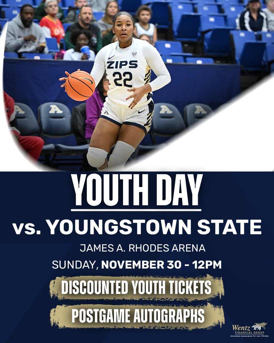 Join us Sunday afternoon for Youth Day! Hit the link ⬇️ for discounted youth tickets!

📅: Sunday, November 30th
🕛: 12pm
🎟️: tinyurl.com/5c3y8f7a
📝 Postgame Autographs

#GoZips 🦘 | #MakeTheClimb
