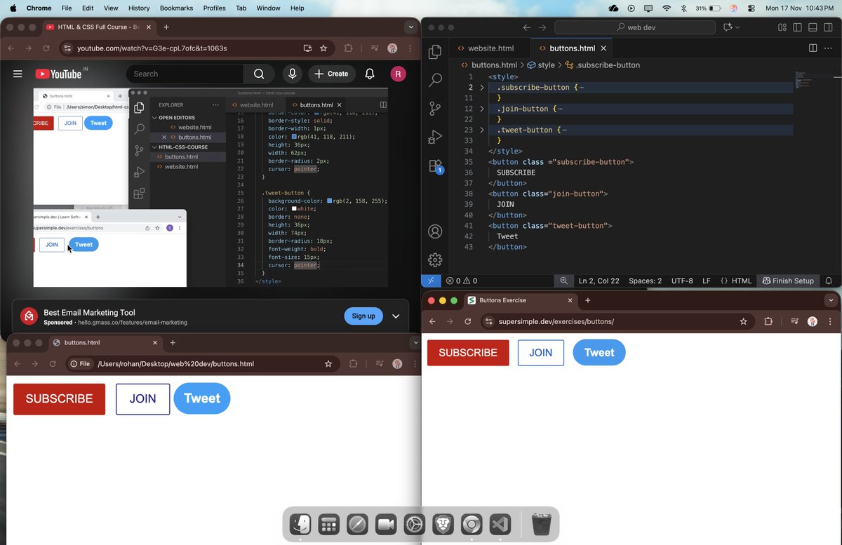 Rohan_269's tweet image. Mastering Myself...
#WebDevelopment #HTML #CSS #SuperSimpleDev