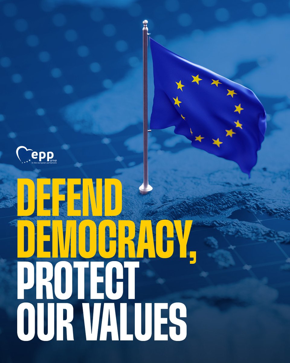 EPPGroup's tweet image. Disinformation and foreign influence threaten what we stand for. 

The EPP Group calls for united European action through the #DemocracyShield to defend democracy and protect our shared values.

Read more 👉 epp.group/53uwejmd

#EUDS