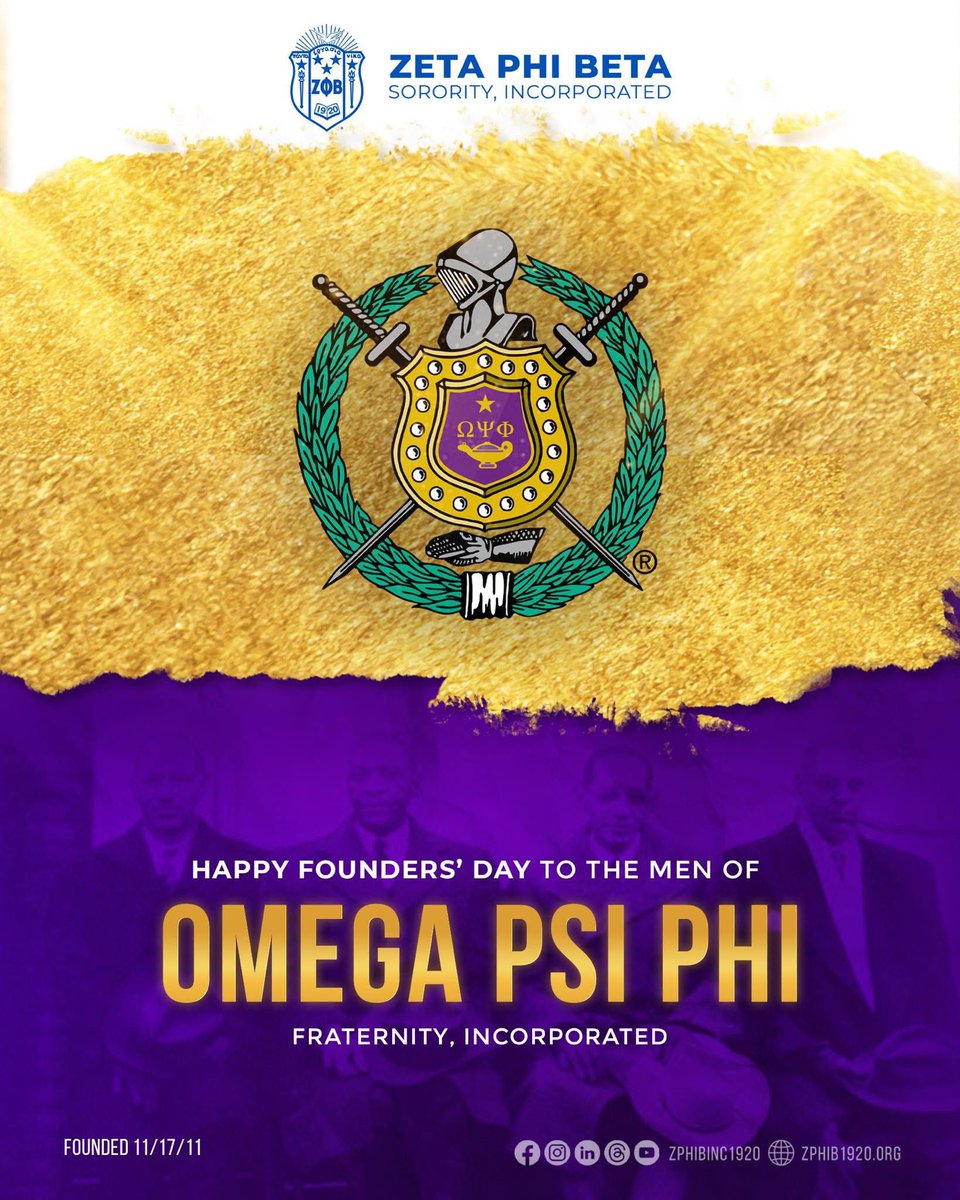 Happy 114th Founders’ Day to the men of Omega Psi Phi Fraternity, Incorporated!

#zphib1920 #zetaphibeta #ZetaCelebratesOmegaPsiPhi #OmegaPsiPhiFoundersDay
