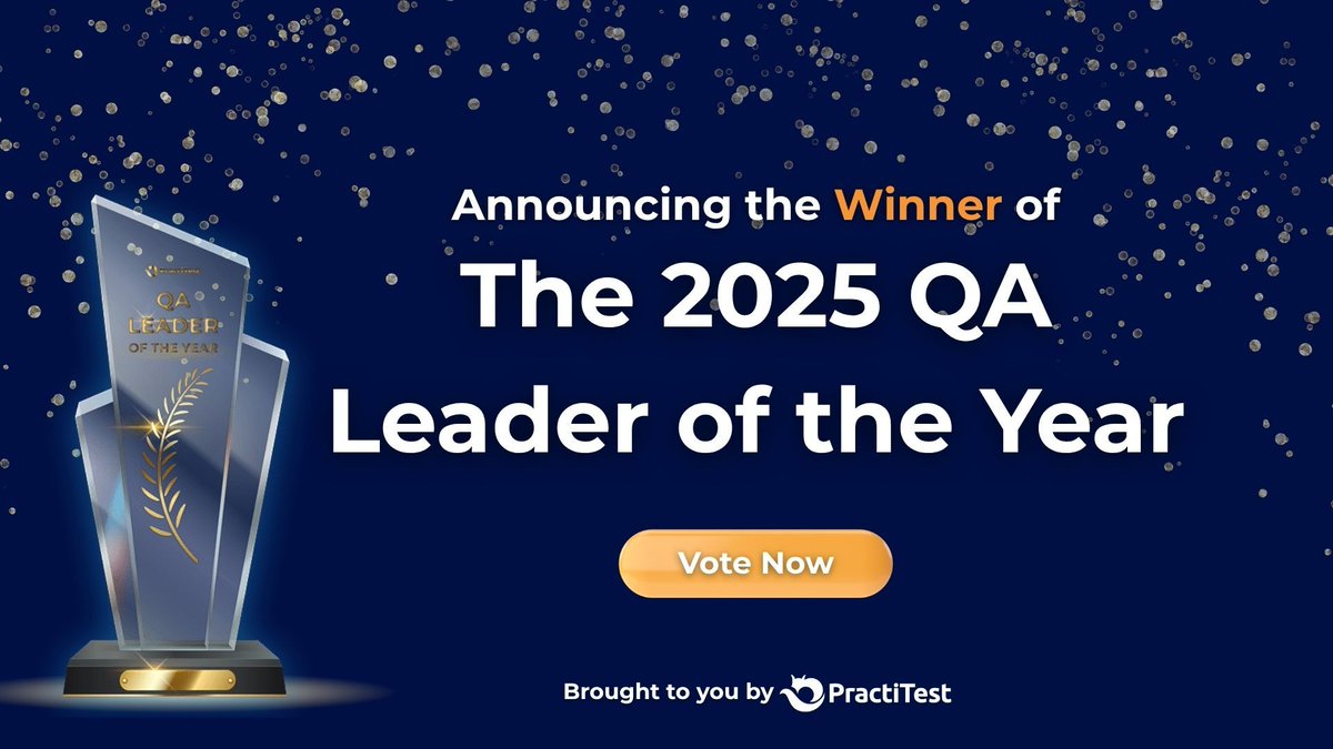 PractiTest's tweet image. You nominated over 270 leaders from around the world.
Now it’s your turn to vote.

🗳 Public voting is open for the QA Leader of the Year 2025!

Vote now → hubs.la/Q03Szgq-0

Winners revealed Dec 10.

#QALeader2025 #SoftwareTesting #QAMatters