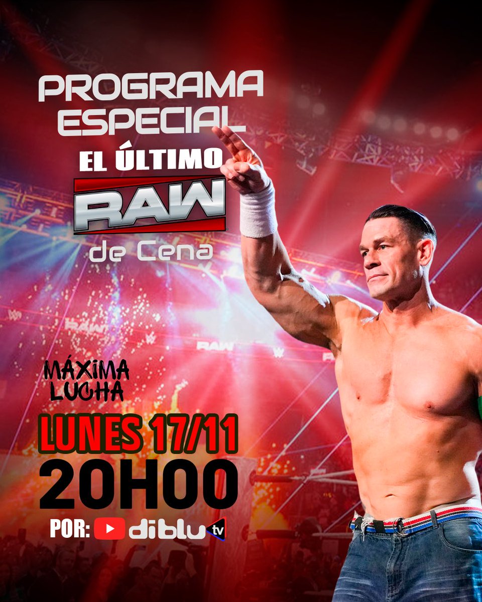 No te pierdas la transmisión de las reacciones en vivo del ultimo #WWERaw de John Cena junto a <a href="/DavidMorales911/">David Morales //🎙🇪🇨</a> <a href="/dennisejc23/">Dennise Rambay</a> <a href="/albertojorge86/">Alberto Jorge</a> por la señal de <a href="/RadioDibluFM/">Radio Diblu</a> 

20h00

👉 youtube.com/live/ZU4sltL0X…