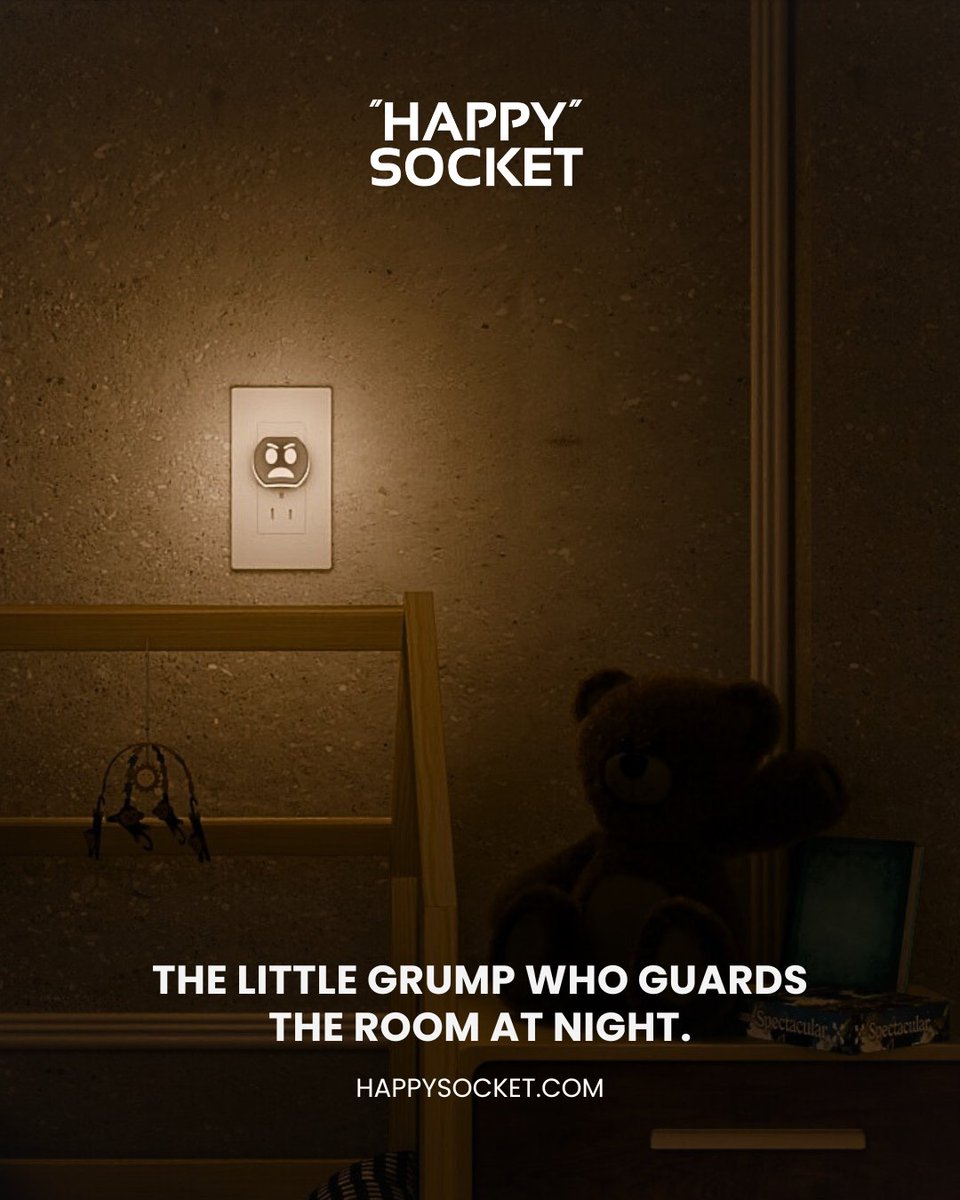 happy_socket's tweet photo. Meet the little grump who watches over the room at night. ⚡️😠💡
He looks mad, but he keeps the darkness away. 

#happysocket #productreveal #bigreveal #newproduct https://t.co/87fAfi42Ao