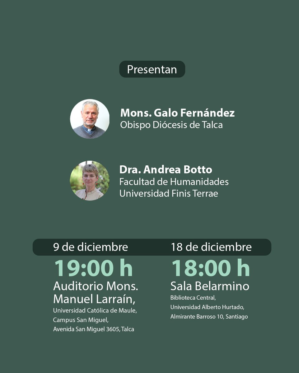 fcryf_ucm's tweet photo. 📚 Te invitamos al lanzamiento del libro "Epistolario del obispo Manuel Larraín, Vol. I: catolicismo social". Un legado profético que sigue vigente.

📅 9 dic en Talca (19:00h) y 18 dic en Santiago (18:00h). 

Presentan Mons. Galo Fernández y Dra. Andrea Botto.  

@ucatolicamaule https://t.co/INmY6800sG