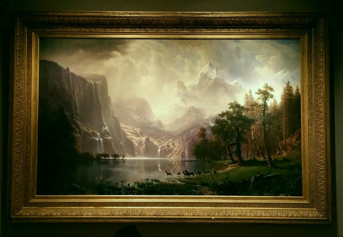 RestoreClass's tweet image. I was dumbfounded in front of the Beirstadt painting in the DC Portrait Gallery. It&apos;s stunning in person. It&apos;s like 10 feet wide, absolutely massive, and the lighting skill is remarkable.