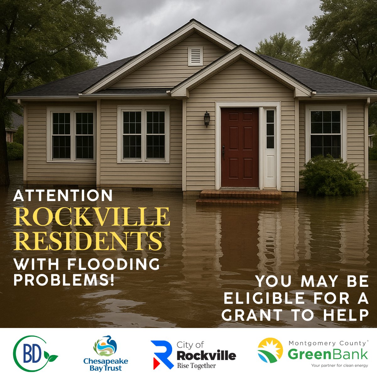 bd_environment_'s tweet photo. Rockville residents can get free help finding grant funding for #Flood  mitigation projects, like rain gardens, sump pumps, or drainage improvements. Email us at contact@bdenvironmental.com to learn more!
@baytrust @MCGreenBank 
#Rockvilleresilient #grants  #CommunitySupport https://t.co/Jgs9n7cM5B