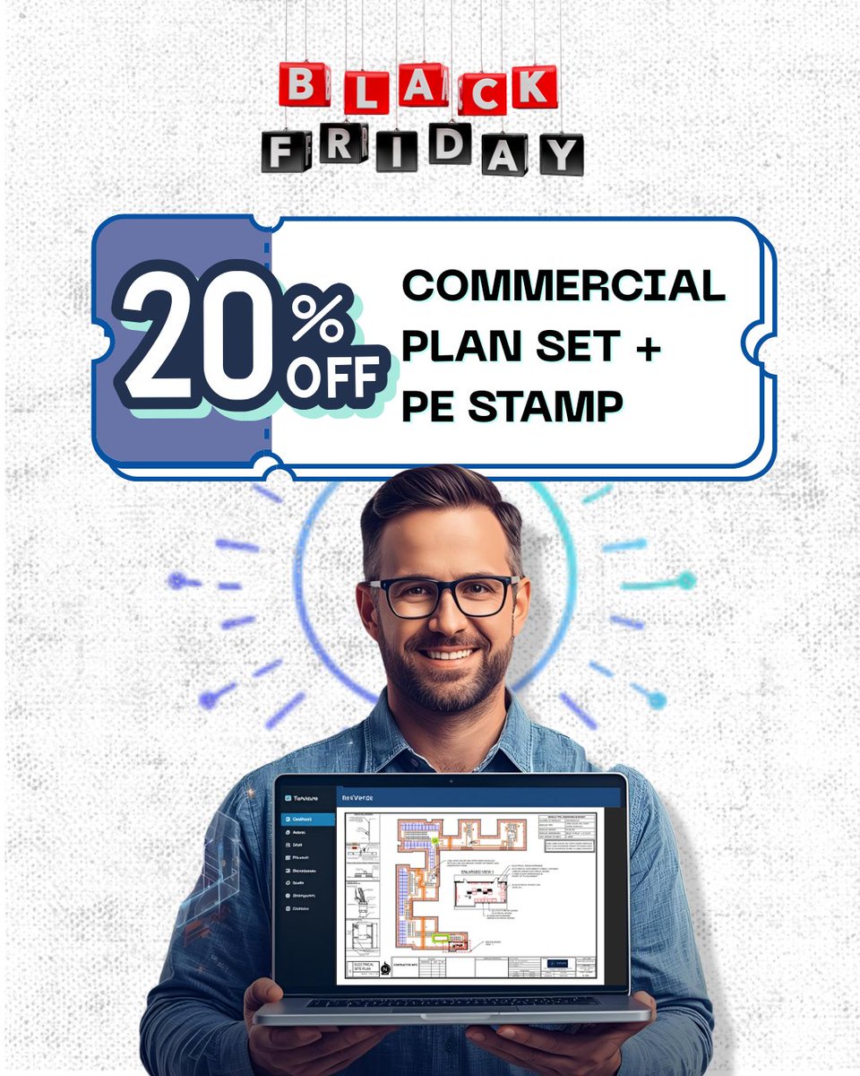 TechverseSS's tweet image. #BlackFriday offer! Get 20% off Commercial Plan Set + PE Stamp bundles. 

#commercialsolar #planset #pestamp  #MondayMorning #MondayMotivation  #BlackFridaySale #BlackFridayOffer #SolarInstallers #UnitedStates