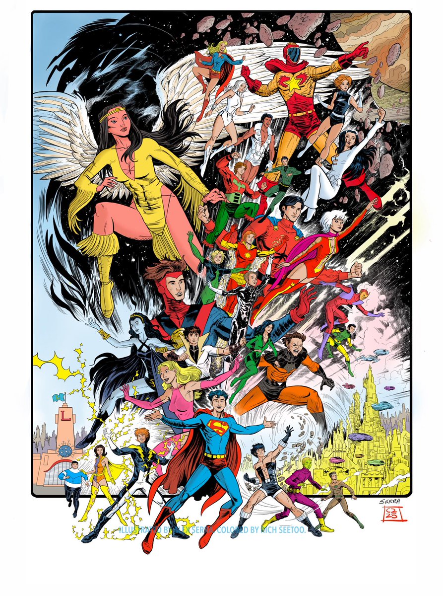 Some bright and wonderful Rich Seetoo colour work over my old Bronze Age Legion drawing. 

#legionofsuperheroes #dc #superboy #supergirl