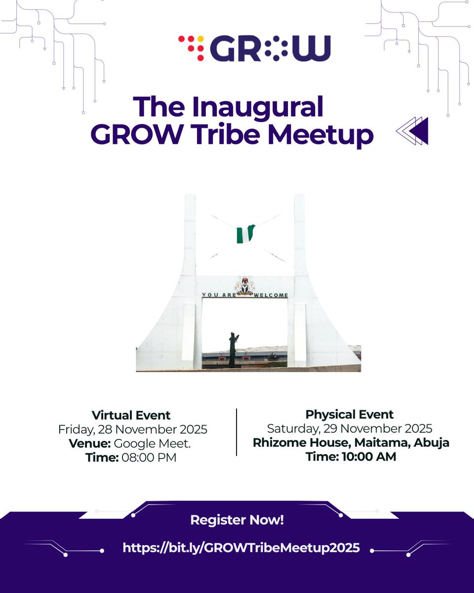GrowPlatform's tweet photo. The GROW Tribe Meetup 2025

Tired of your certificate not opening doors? Your priority is to be FOUND here. Don’t miss this.

✅ "Brutally honest" conversations with HR leaders, AI experts &amp; entrepreneurs.
✅ Networking with brilliant young minds (aka your future Tribe!) https://t.co/AcKdRhRFfs