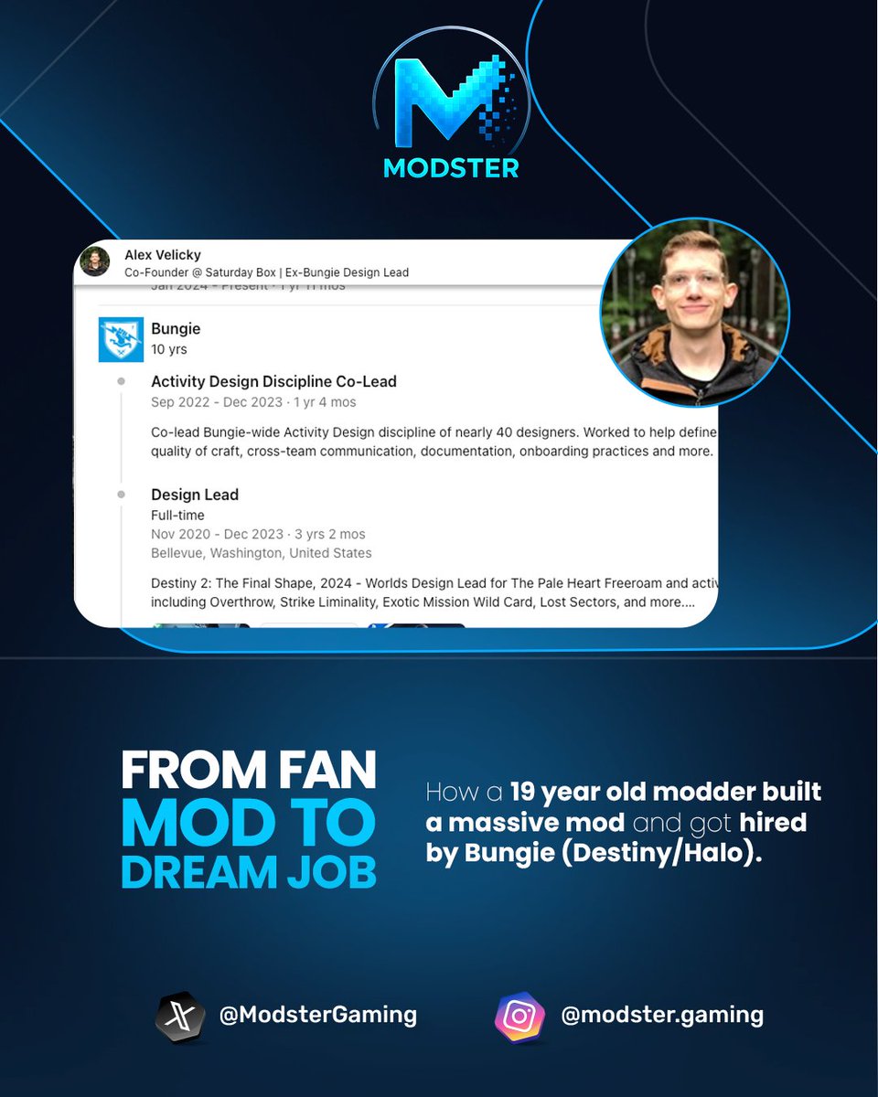 ModsterGaming's tweet image. The Creator’s Pathway: Meet Alexander J. Velicky. At just 19, he built &apos;Falskaar&apos;—a total conversion mod for Skyrim featuring new lands, voice acting, and 20+ hours of gameplay. It was his ultimate portfolio. The result? He was hired by Bungie! 🚀 Modding is the playable resume…