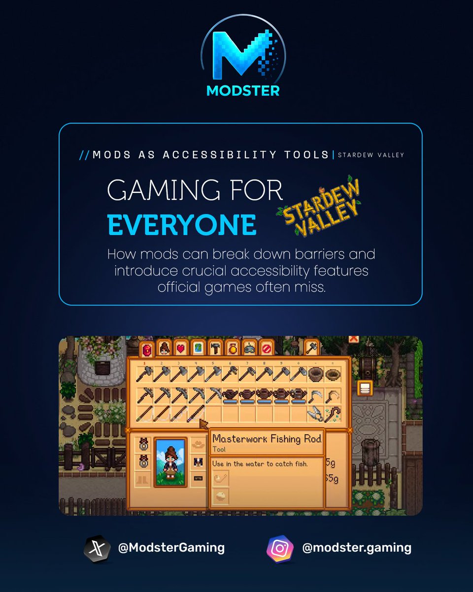 ModsterGaming's tweet image. More Than Just Fun: Many mods are built to make games more accessible—from colorblind options to enhanced UI for easier interaction. Mods truly make gaming universal. If you could mod any game to be more accessible, which one would it be?

#accessibility #stardewvalley…
