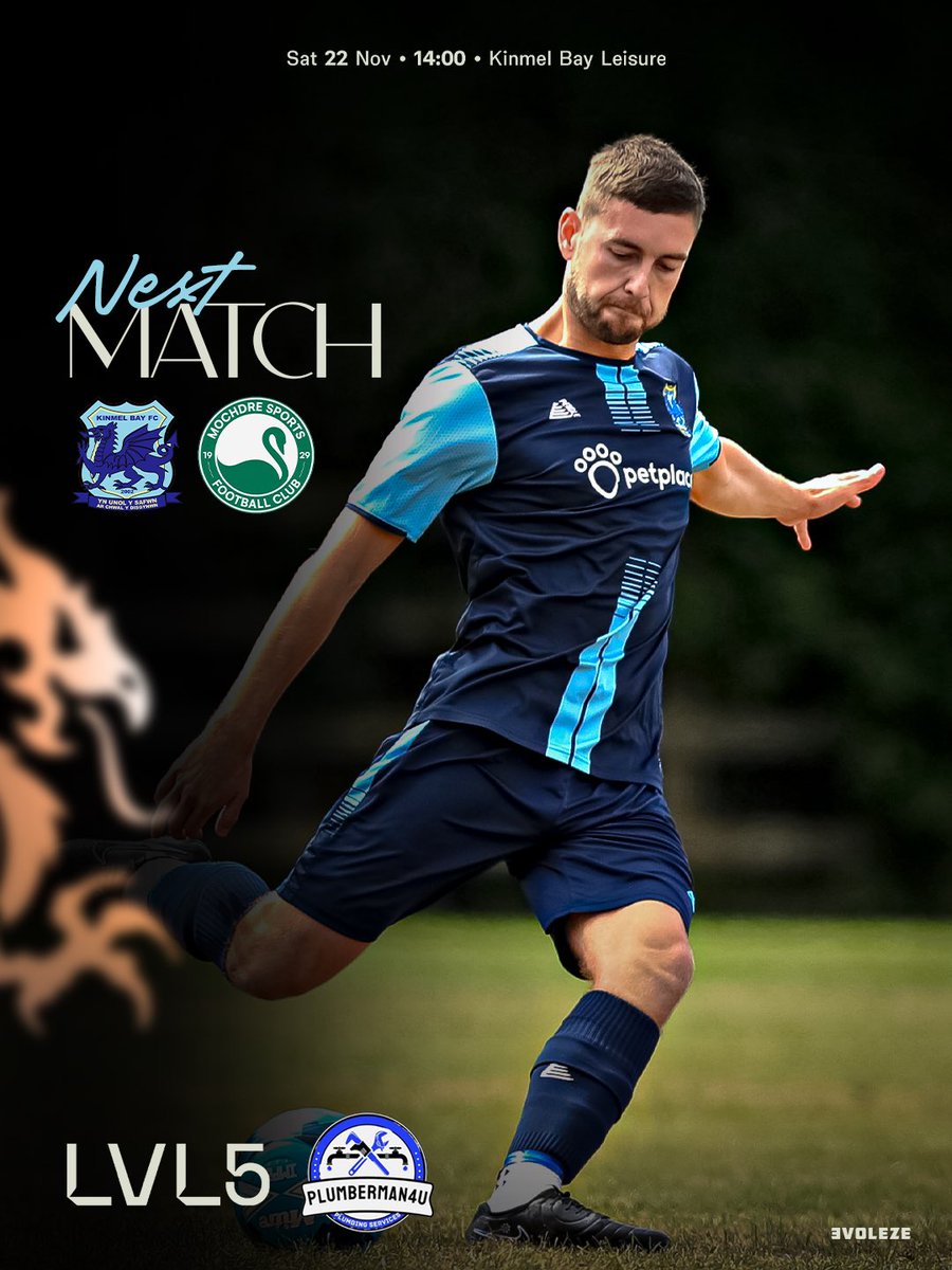 KinmelFc's tweet image. ⚽️ @KinmelFc ⚽
🆚 @MochdreSports 
📅 Saturday 
⏰ 2pm Ko 
🏟 Kinmel Bay Leisure Centre 
🏆 NWCEL
👤 Steven Hughes 
🎟️ £3 
📸 Becca
🍔 available 

Thanks as always goes to our main sponsors 

Main Sponsors - @petplacesion from The @petplace_uk &amp;amp; Rich Blake from @lvl5gyms