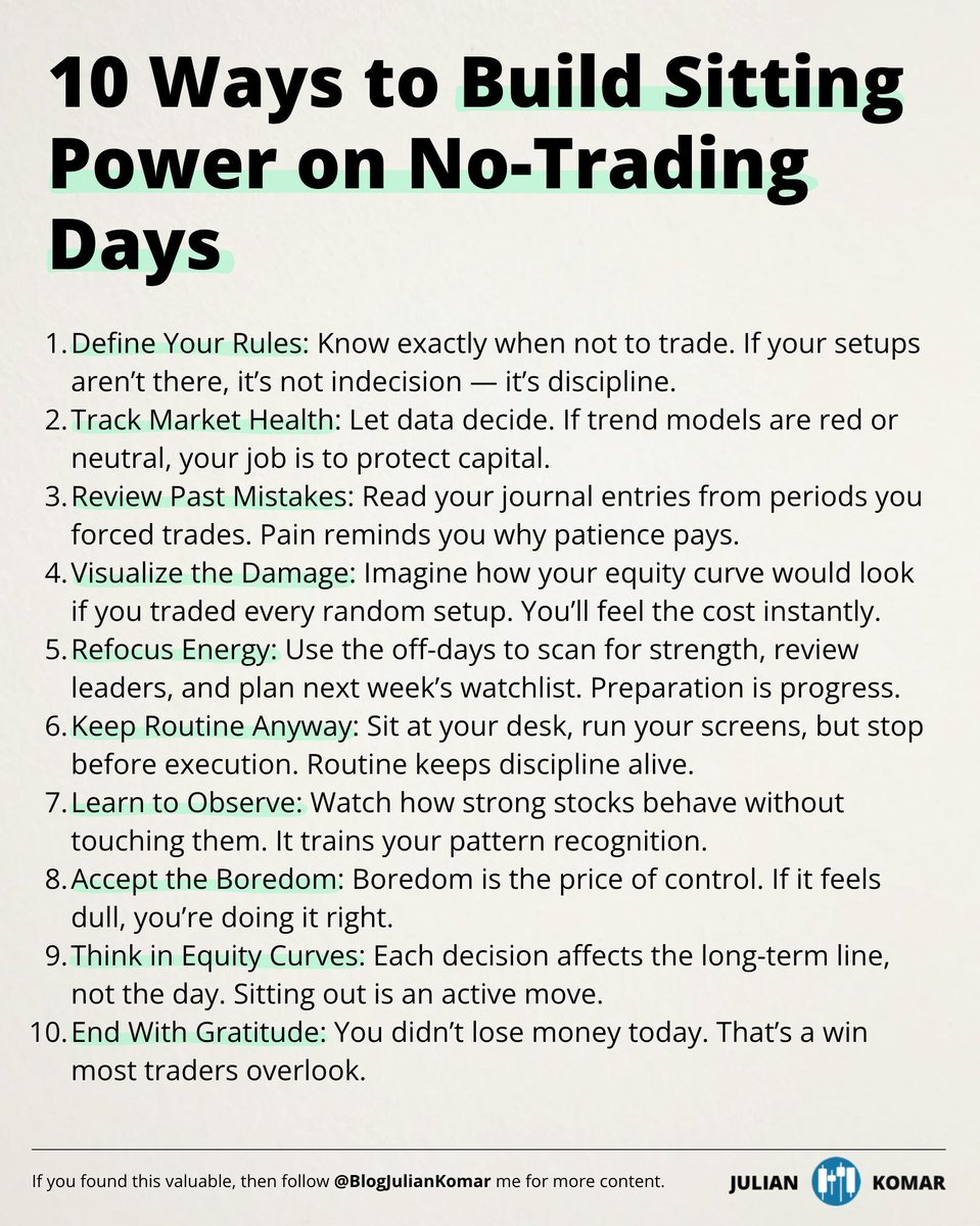 BlogJulianKomar's tweet image. 10 Ways to Build Sitting Power on No-Trading Days 👇