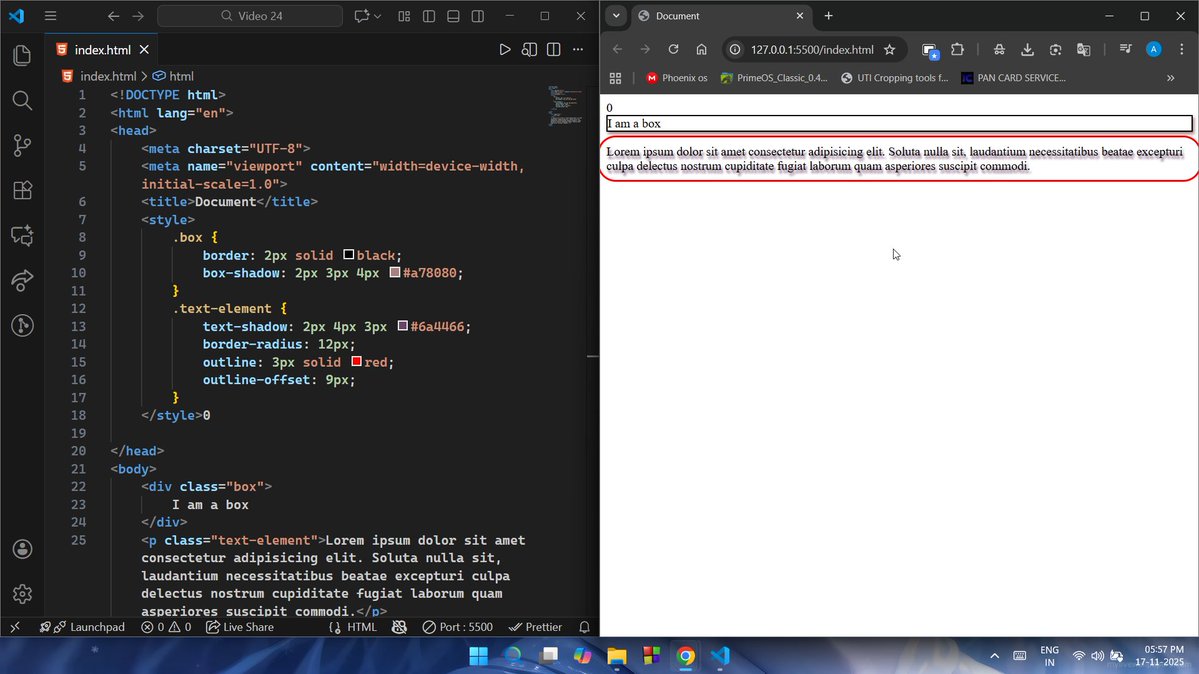 Abhijeetb0's tweet image. 🚀 Day 12/100 - #100DaysOfCode
What I learnt 👨🏻‍💻 today - 
⭕Web Dev :-
✅ CSS Shadow
✅ CSS Outline
#LearnInPublic #letsconnect #WebDevelopment