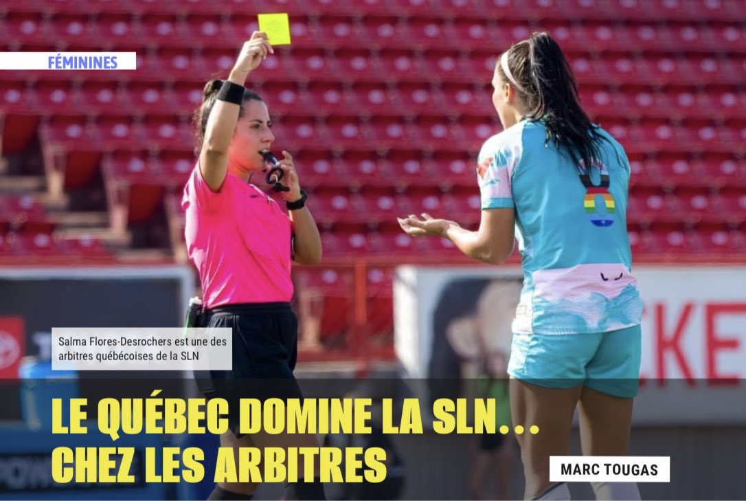 Marie-Soleil Beaudoin a arbitré la finale de la <a href="/NorthernSuperLg/">Northern Super League</a> samedi ⚽️Beaucoup de Québécoises ont arbitré des matchs dans la nouvelle ligue en 2025!
Redécouvrez l’article apparu dans notre dernier magazine sur ce sujet
- Un texte de Marc Tougas📝 
- quebecsoccer.ca/ma-boutique/