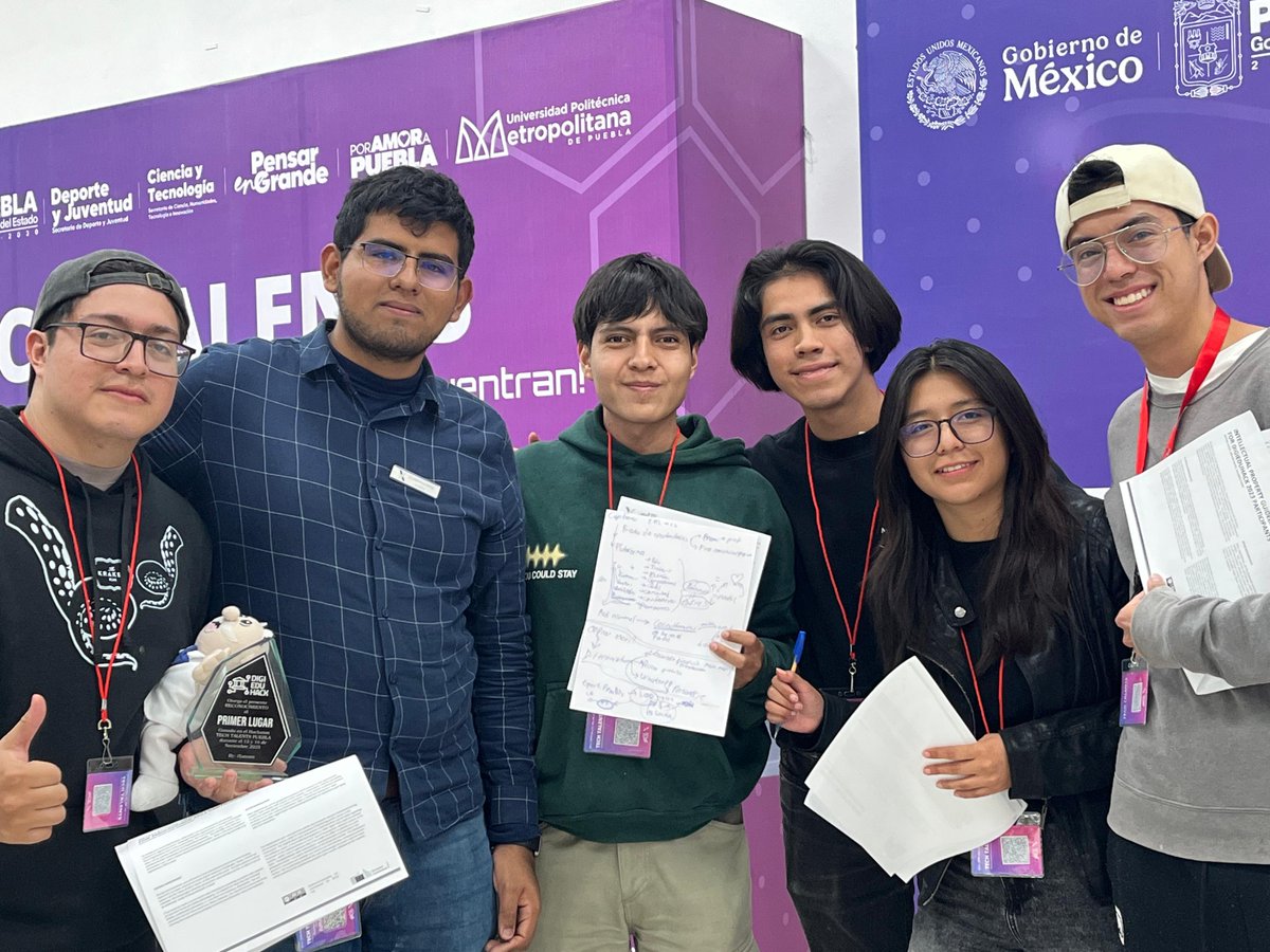 buap_fcc's tweet image. ¡Felicidades a las y los estudiantes de la Computación BUAP por ganar el #DigiEduHack 2025 en la #UPM de Puebla!

👏 Orgullo FCC-BUAP: Eduardo Guerra, Axel Tapia, Diego Jiménez, Antonio Zempoaltecatl y Erika Amastal, 1er lugar y rumbo a la etapa nacional.

#BUAP #DigiEduHack2025