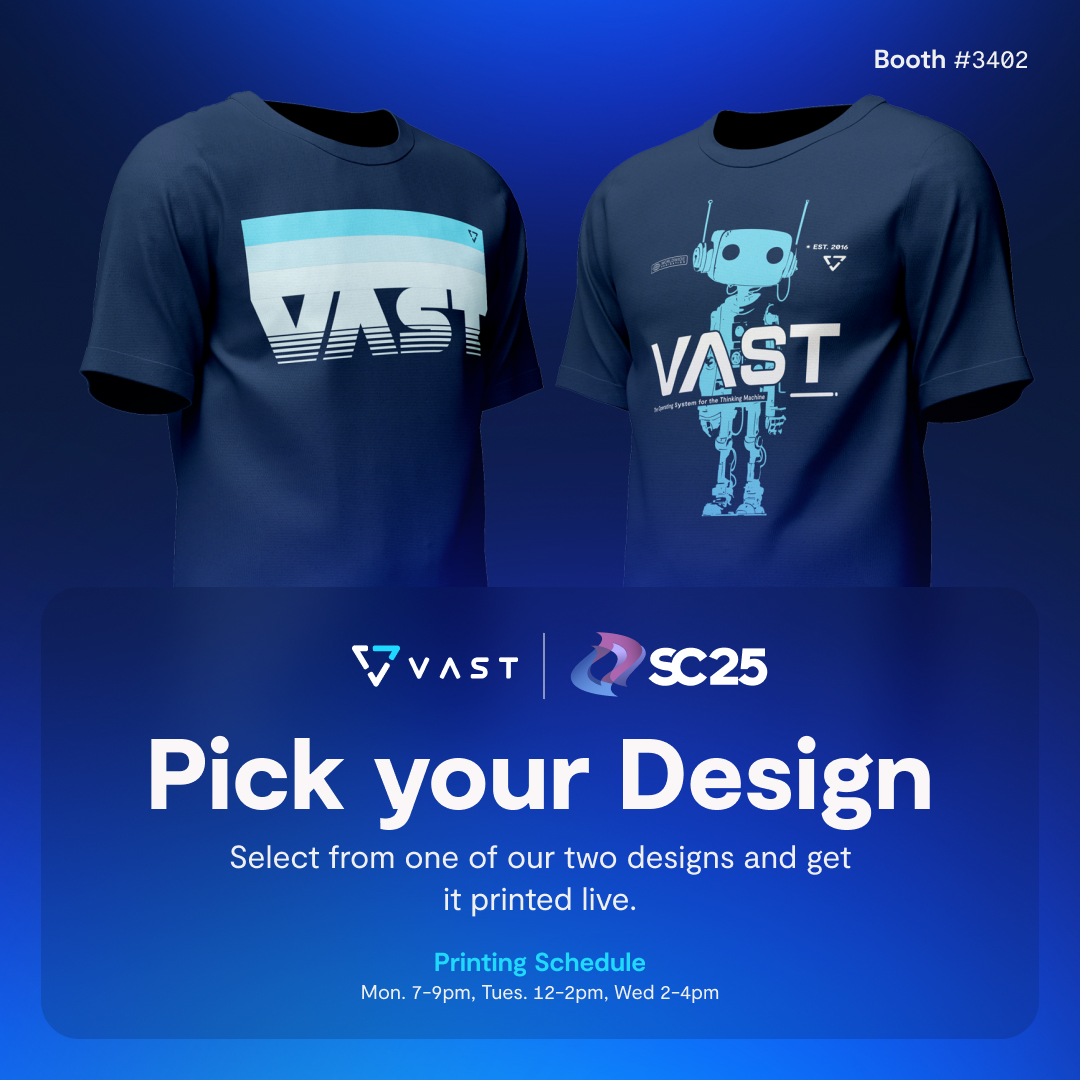 VAST_Data's tweet image. We’re bringing the energy (and the swag) to #SC25. Stop by Booth 3402 for live sessions, limited-edition shirts, and a chance to see how AI infrastructure should really scale.