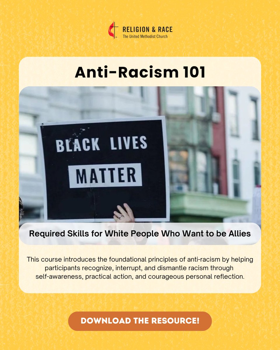 gcorrumc's tweet image. The General Commission on Religion and Race invites you to Anti-Racism 101—a course for white allies ready to interrupt racism and build courage for justice.

Start learning: gcorr.teachable.com/p/antiracism101
#AntiRacism101 #Allyship #RacialJustice #GCORR #UMC