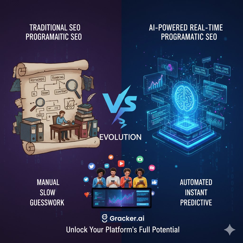 grackerAI's tweet image. The evolution of SEO is here.
Say goodbye to manual guesswork — AI-powered real-time programmatic SEO gives you automation, instant insights, and predictive growth.
Unlock your platform’s full potential with smarter SEO.
 #ProgrammaticSEO #AISEO