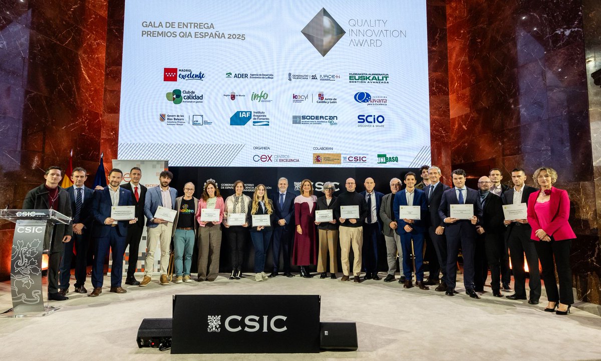 Sodercan's tweet image. 🎉Enhorabuena a las empresas ganadoras de los 𝐏𝐫𝐞𝐦𝐢𝐨𝐬 𝐐𝐈𝐀 𝟐𝟎𝟐𝟓 de @CentrosCex que hemos entregado hoy en la sede del @CSIC en Madrid, y muy especialmente a las cántabras PANSSARI y @celestia TTI, accésit en las categorías de #innovación potencial y #pymes