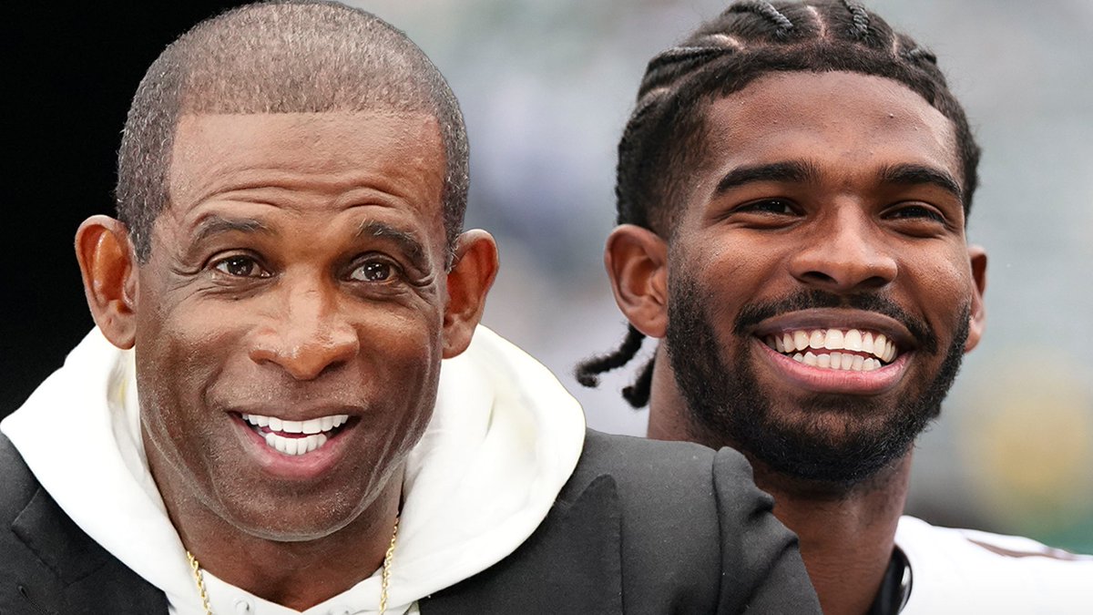 TMZ's tweet image. 🥹 Deion Sanders admitted he was in tears as his son Shedeur Sanders made his NFL regular-season debut on Sunday for the Cleveland Browns. tmz.me/IaKrgoF