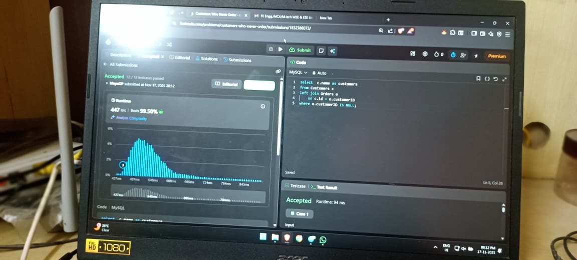 – Linear Algebra (dimag ka dahi) 
– BST theory + implementation 
– SQL LeetCode 
– 844. Backspace String Compare 

Subject switched so much today that my brain is basically doing a DFS on itself right now 😂
But end of the day — SATISFIED.
#100DaysOfCode #DSA #BuildInPublic