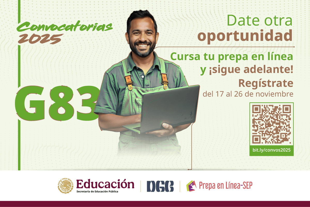 Tu momento ha llegado. 😎💻

¡La nueva convocatoria de <a href="/PrepaLineaSEP/">Prepa en Línea-SEP</a> está aquí! Regístrate en: prepaenlinea.sep.gob.mx y sé parte de la Generación 83. 😁📚🙌🏼

🧐⏰ Tienes hasta el 26 de noviembre.
¡No dejes pasar la oportunidad!