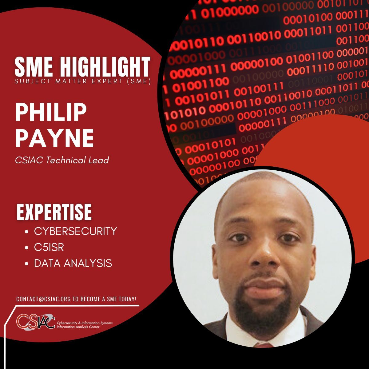 DoD_CSIAC's tweet image. 𝗖𝗦𝗜𝗔𝗖 𝗘𝘅𝗽𝗲𝗿𝘁 𝗦𝗽𝗼𝘁𝗹𝗶𝗴𝗵𝘁 | Our featured #cybersecurity expert is Philip Payne, Technical Lead at CSIAC. 

Learn about CSIAC’s subject matter expert network here:  buff.ly/3NVqc9U. 

#c5isr #dataanalysis #informationsystems #ar #vr #xr #quantumcomputing