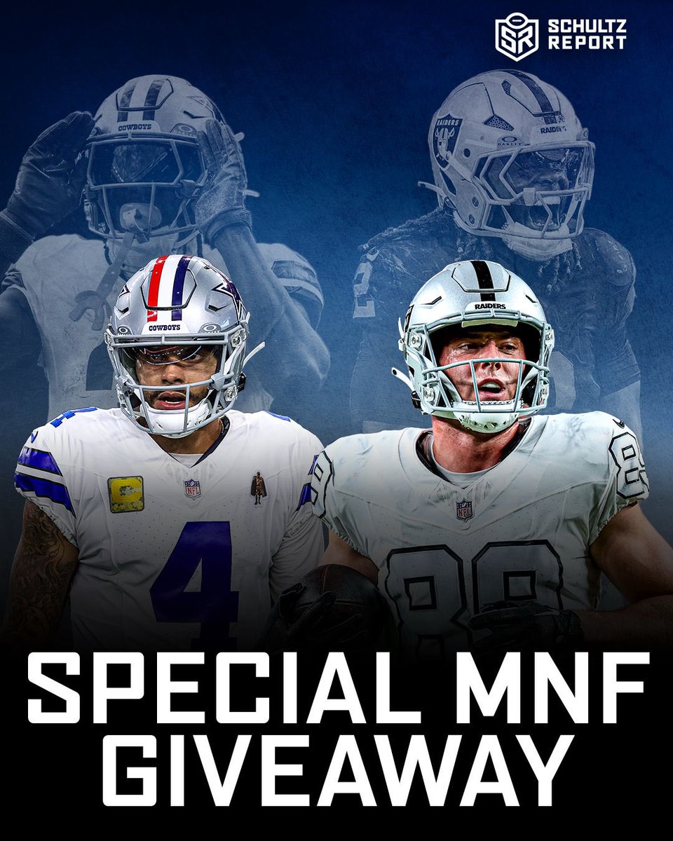 🔥 Surprise NFL Giveaway 🔥 

I'm giving away a sweet NFL gift for every TD (passing/rushing) Dak Prescott has AND every TD Brock Bowers has on MNF.

Rules:
1. Follow <a href="/Schultz_Report/">Jordan Schultz</a> 
2. Like this post 
3. Reply with your team