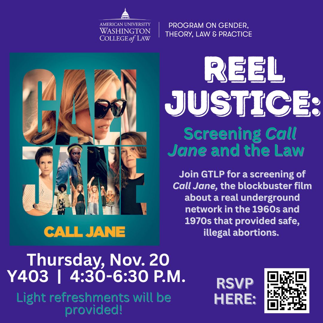 Join GTLP for a screening of Call Jane, the blockbuster film about the real underground network in the 1960s and 1970s that provided safe, illegal abortions.
📅 Thursday, Nov. 20
🕓 4:30–6:30 PM
📍 Y403
✨ Light refreshments will be provided
RSVP: tinyurl.com/calljane1