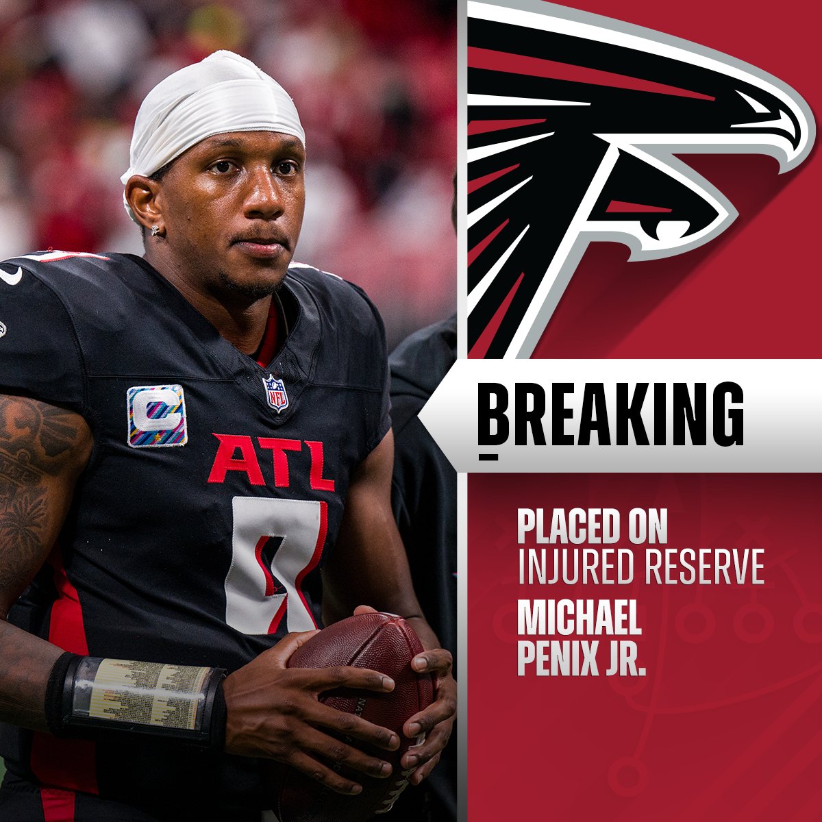Falcons to place Michael Penix Jr. on IR. (via @RapSheet, @TomPelissero)