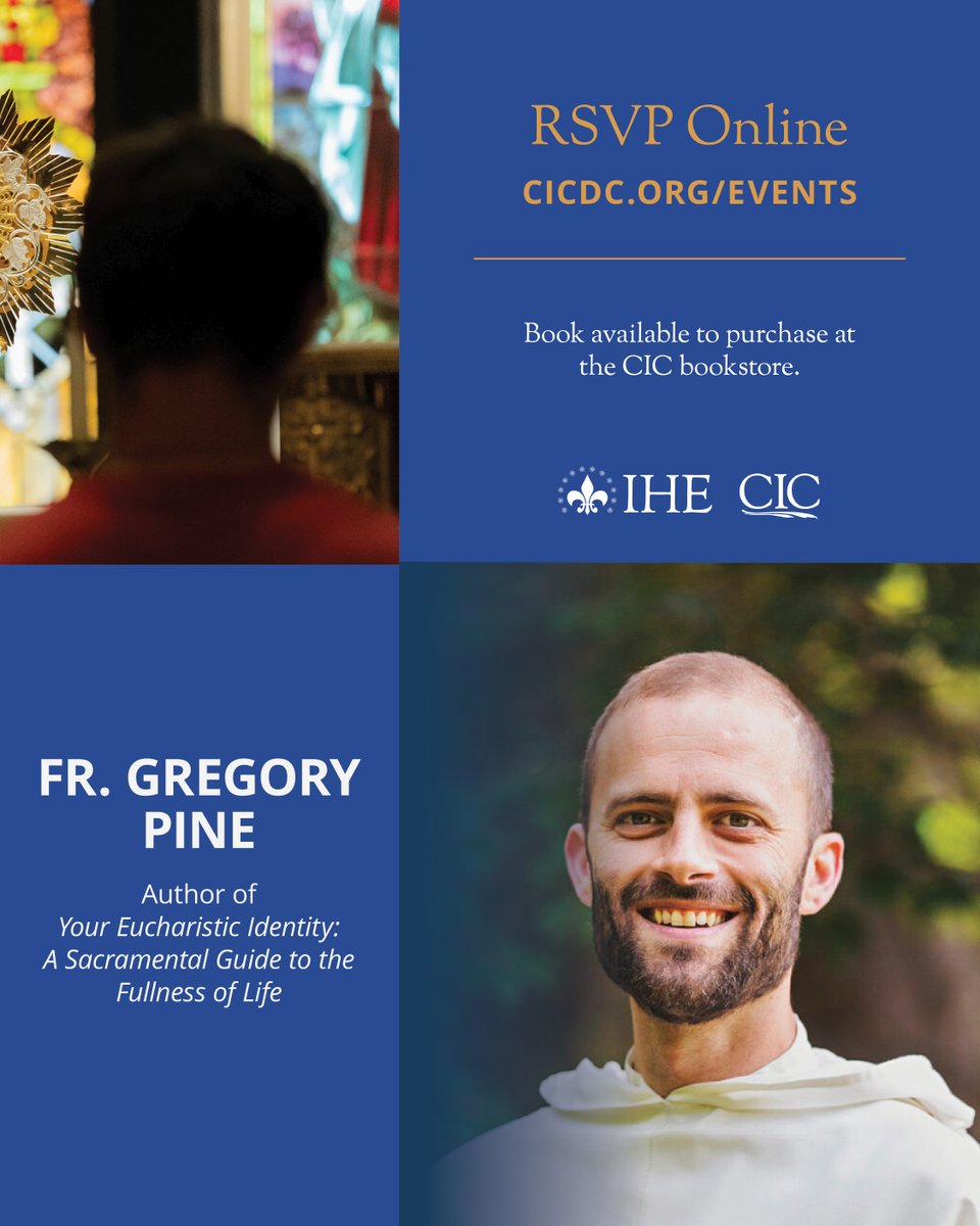 CICDC's tweet image. Join us on Monday, November 24, at 7:00 PM  as Fr. Gregory Pine, O.P. returns to the CIC to speak about his new book, "Your Eucharistic Identity: A Sacramental Guide to the Fullness of Life."

Register here: loom.ly/xqeXo6I