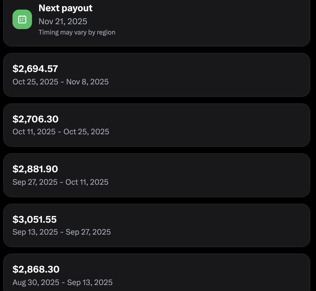 CynicalPublius's tweet image. RE: Ragebait

Look, people need to understand how this works.

So I&apos;m going to show you under the skirt.  The below screen shot shows my last few X payouts.  Full transparency.

I don&apos;t do this for a living, I have an actual full-time job that is not X, I never ragebait, I never…