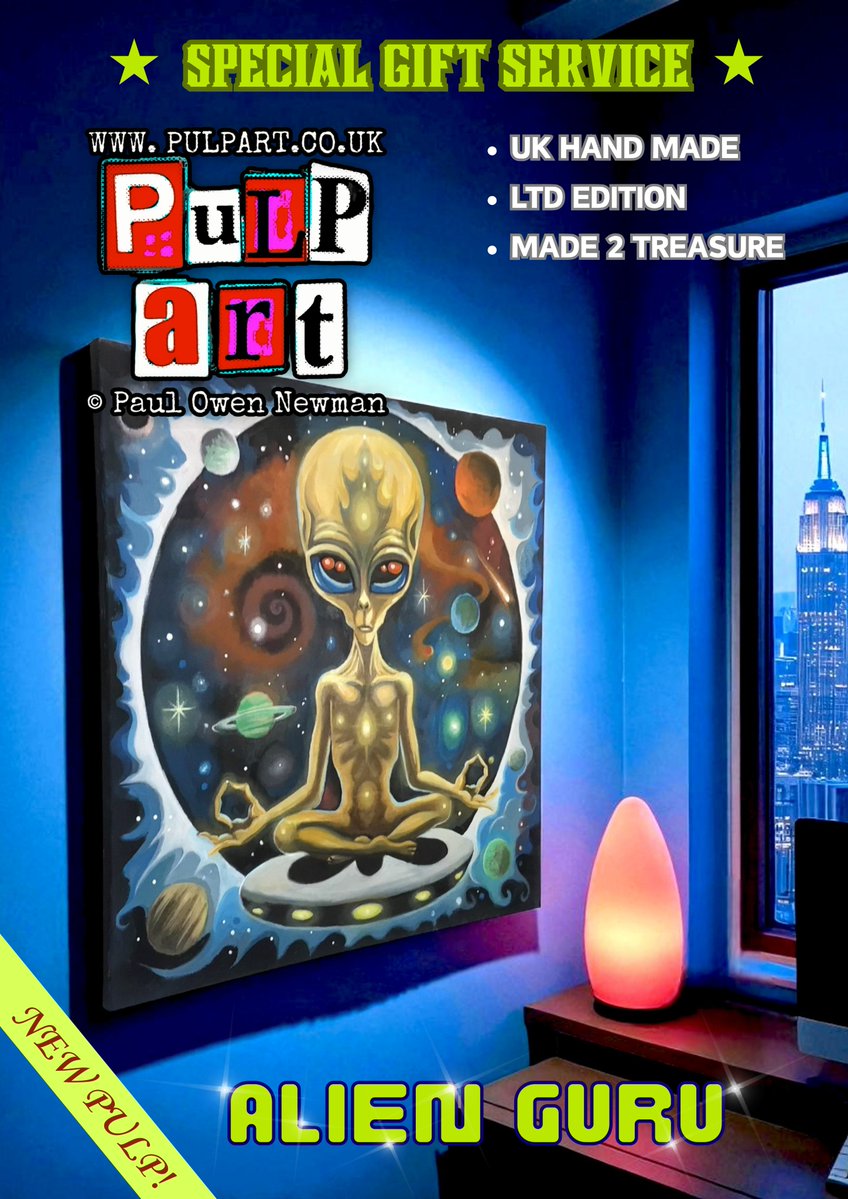 wwwpulpartcouk's tweet image. 🛸✨ BORAG ZETH ! 🛸✨ Cosmic  vibes from &quot;Alien Guru&quot; wall art🧘‍♂️👽 Pure meditation pulsing with  extraterrestrial energy. Retro sci-fi combined with spiritual symbolism!   🧘‍♂️👽 pulpart.co.uk/new-pulp/f/ali… #PulpArt #AlienGuru  #SciFiArt #LimitedEdition