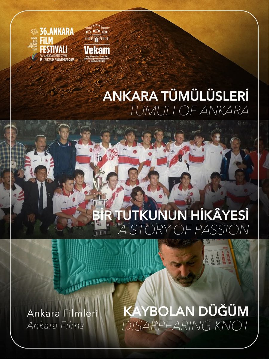 Bu yıl VEKAM Özel Ödülü için üç filmin yarışacağı 36. Ankara Film Festivalinde yarın yapımcılığını Gordion Vakfı olarak üstlendiğimiz Ankara Tümülüsleri belgeselimizin gösterimi 18 Kasım Salı saat 16.30’da Büyülü Fener Sinemasında gerçekleşecektir. 
#VEKAM Koç Üniversitesi