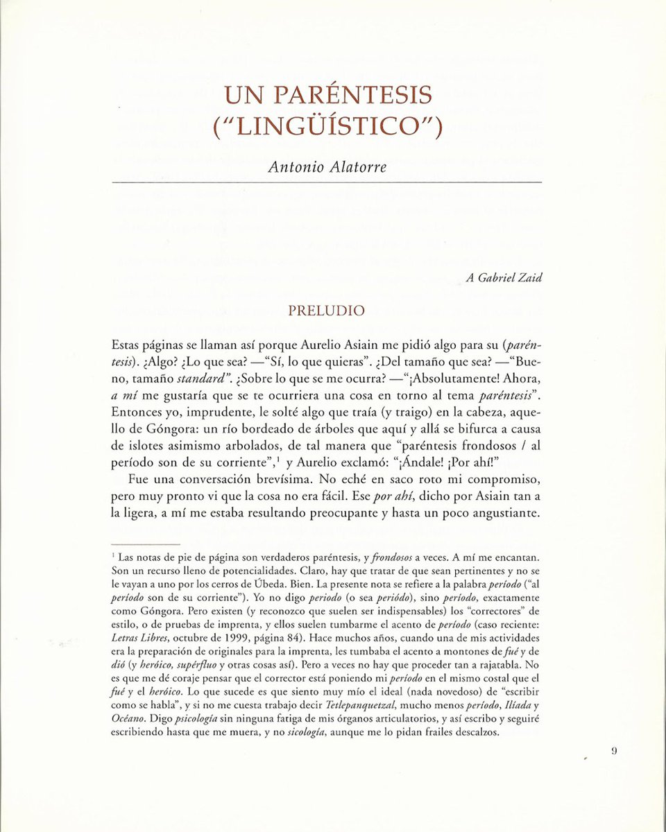 #Ensayo
“Un paréntesis (‘lingüístico’)”, de Antonio Alatorre, fue publicado en el número 2 de (𝘱𝘢𝘳é𝘯𝘵𝘦𝘴𝘪𝘴), (enero de 2000). Te llevamos al repositorio para que sigas leyendo pendola.mx/parentesis/