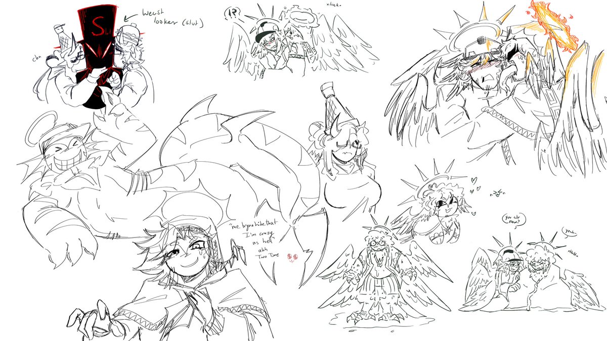 HeroCat07's tweet image. I&apos;m actually way too lazy to crop anything so you get this stuff I drew with @Tree3leafClover while I get other stuff done

#buildermon #Forsaken #twotime