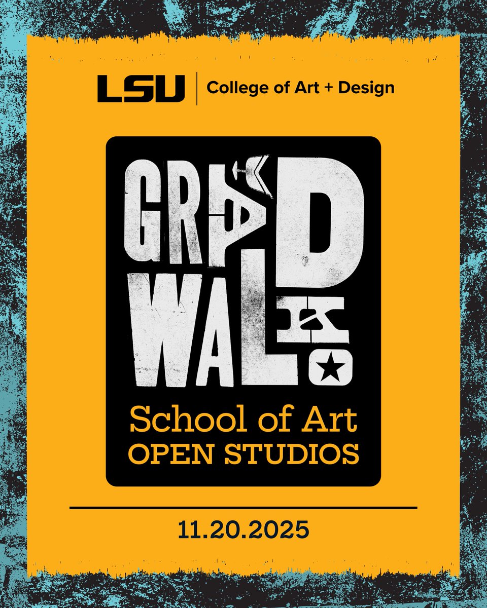 LSU School of Art will host its Fall 2025 Grad Walk on Thursday, 11/20 from 5:30 p.pm-8 p.m. This open-studio event features a scheduled walk between School of Art MFA graduate studios, a live band, a glowing lantern installation, and refreshments. Free &amp; open to all. #lsu