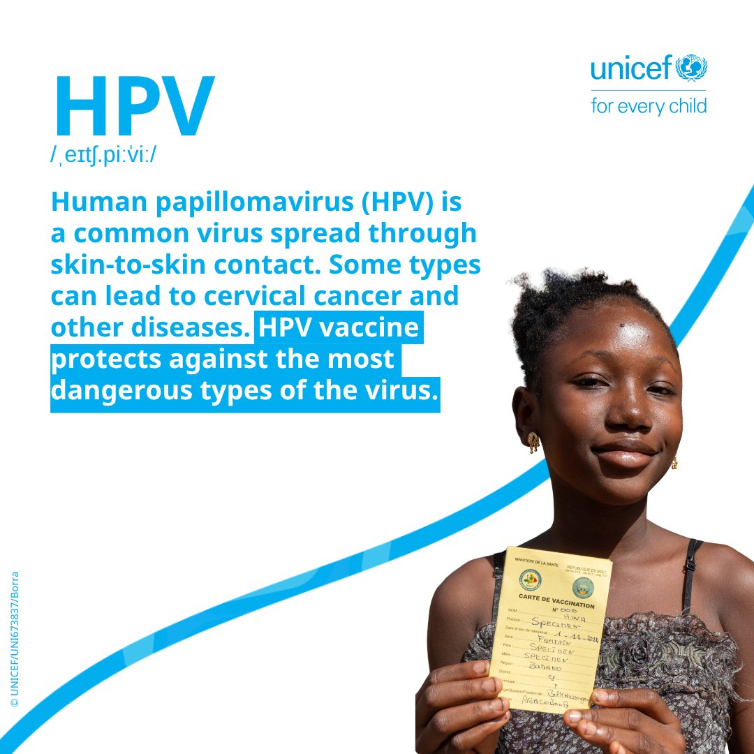 UNICEFAfrica's tweet image. #WorldCervicalCancerEliminationDay is a reminder of what’s now within reach. With the #HPV vaccine, girls today can be the first generation protected from cervical cancer. Screening and prevention can turn this hope into reality. 

Let’s act now.
#EndCervicalCancer