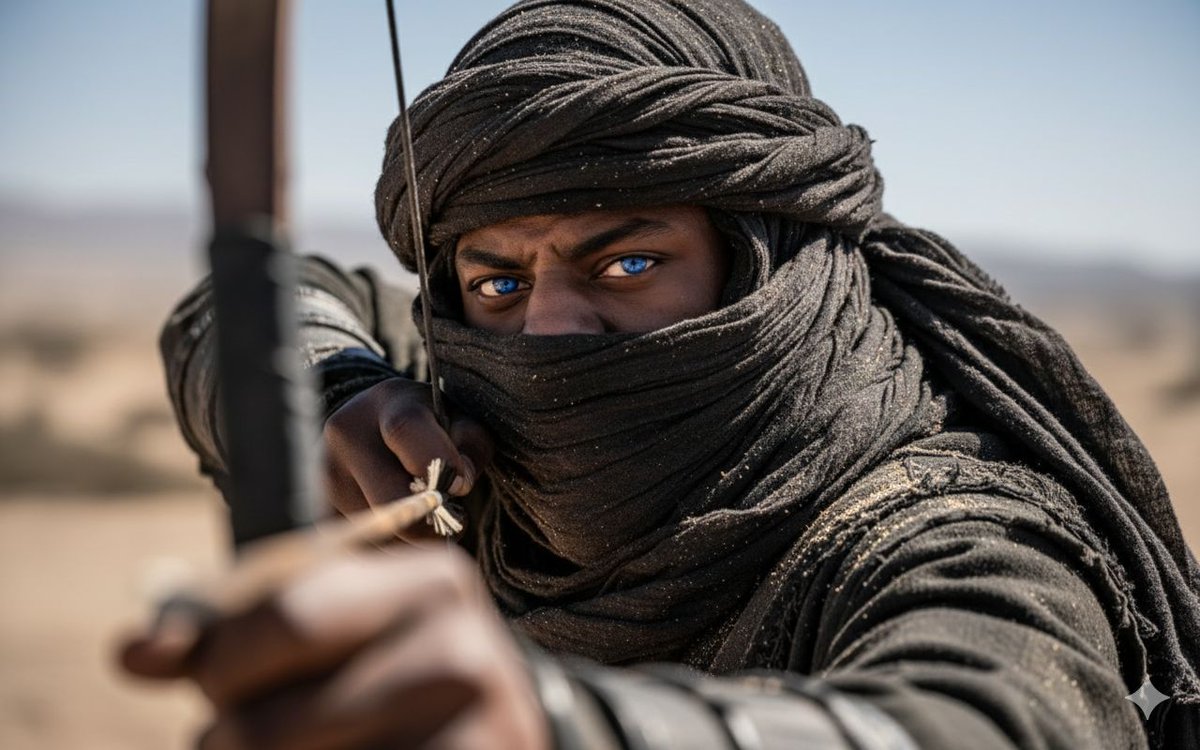 NanoBanana_labs's tweet photo. 🚨 🏜️🐪 SEE YOURSELF AS A DESERT WARRIOR ARCHER JUST LIKE THIS. 🏹🔥🌵

Copy the prompt below and create your own photo like this 🫵

Bookmark 🔖 this now.

Below pictures are of:
@realDonaldTrump, @elonmusk, @ishowspeedsuii

How to:
1. Open Gemini app
2. Click create image and upload your photo 
3. Copy and Paste the prompt below on      
    "Describe your image" section 
4. Click Generate button 
5. See the magic 🪄 

Follow @NanoBanana_labs for daily AI glow-ups & viral prompts 🚀 . Power of artificial intelligence, discover with nano banana

Prompt 👇
A hyper-realistic cinematic portrait of a desert warrior attached in the uploaded reference image ( Keep the face of the person 100% accurate from the reference image ) archer aiming an arrow directly toward the camera. The subject is wrapped in dark, weathered cloth with layered desert garments, only their intense blue eyes visible through the fabric. Fine sand and dust particles cling to the textured cloth. The expression is fierce and focused, brows furrowed, conveying tension and precision. Shot with a shallow depth of field, the bow and arrow in the foreground are blurred while the eyes are razor-sharp. Lighting is harsh desert sunlight, creating high contrast and dramatic shadows. The color palette is muted—grays, dark fabrics, and sun-bleached tones. Ultra-detailed skin texture, cinematic grading, 85mm lens, f/1.4, high-resolution, gritty, dramatic atmosphere, action-ready, epic warrior aesthetic.