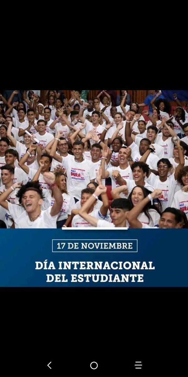 Este lunes 17 de noviembre, más de 114 naciones conmemoran el Día Internacional del Estudiante. No se trata de una simple celebración académica, sino de una efeméride cargada de historia, memoria y un profundo simbolismo que trasciende las aulas. 
#CubaEduca
#CubaViveEnSuHistoria