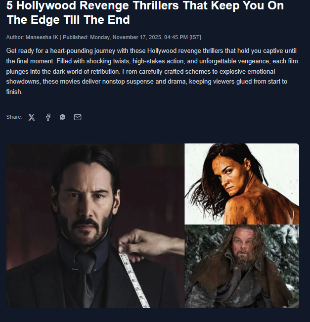 5 Revenge films that keep you on the edge of the your seat...I SPIT ON YOUR GRAVE DEJA VU included.  Kill Bill, John Wick, Revenant. 
<a href="/jamiebernadett/">Jamie Bernadette</a> #meirzarchi 

filmibeat.com/top-listing/5-…