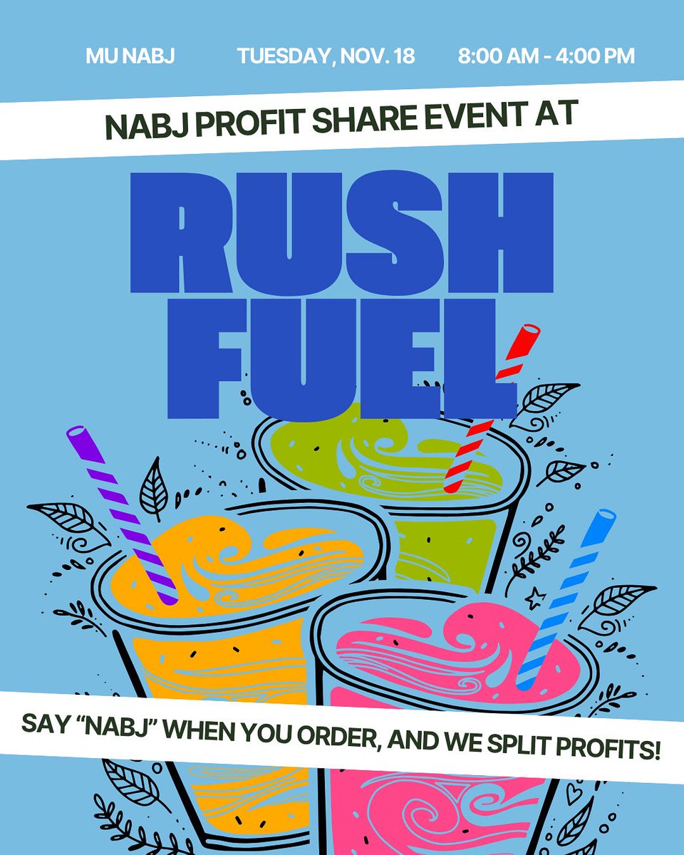 RUSH over to Rush Fuel on campus tomorrow and say “NABJ” when you order to help raise funds for our org! Parts of profits from each “NABJ” order will go directly back to us!

Help us bring you the best NABJ experience we can by participating in this fundraiser.