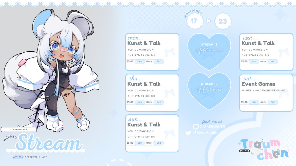 Danke für diejenigen die heute wd im stream beim zeichnen dabei waren das macht mich immer super mega happy danke :3 

Hier habt ihr den Plan für die  Woche woop woop